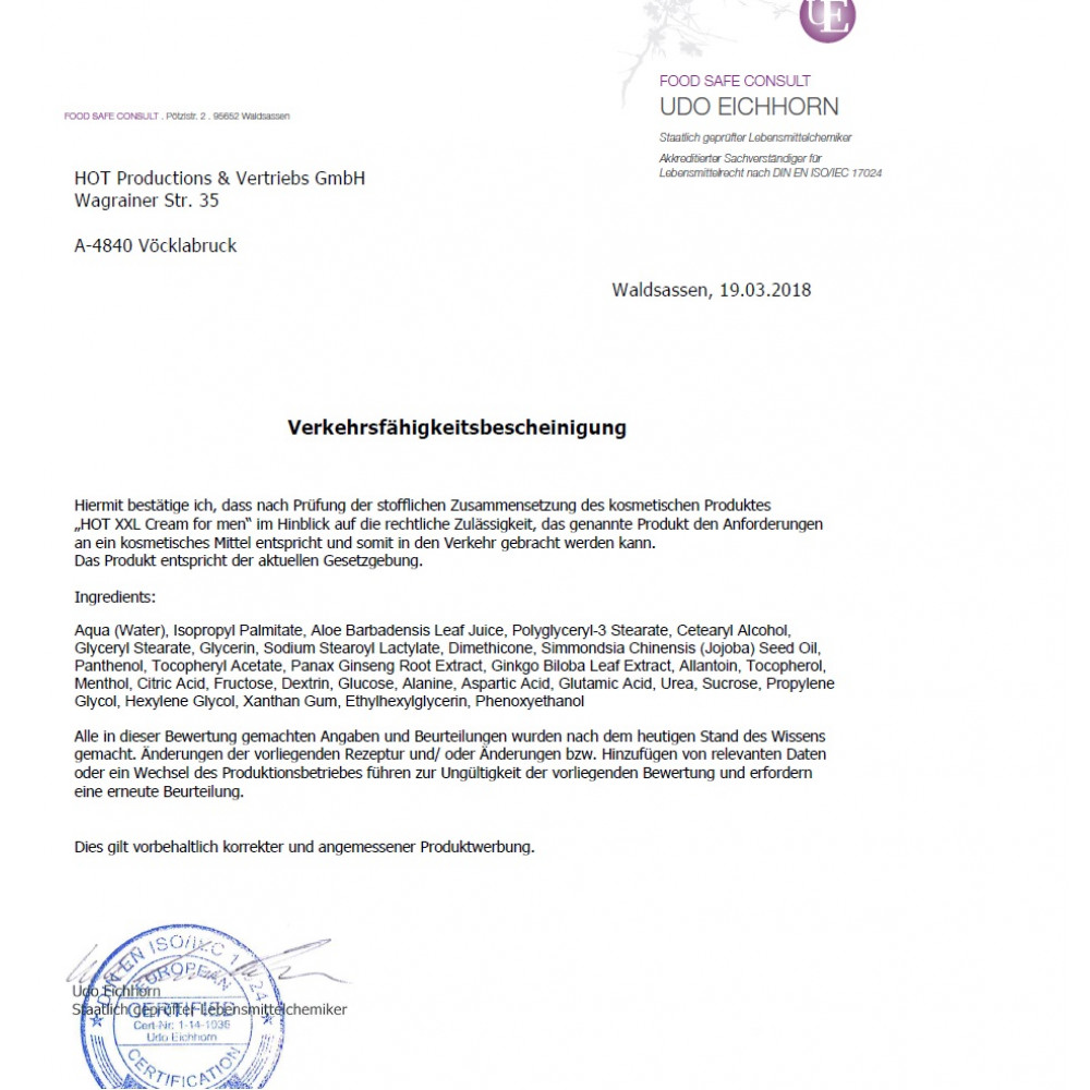 - Крем увеличивающий объем для мужчин Hot XXL, 50 мл 3