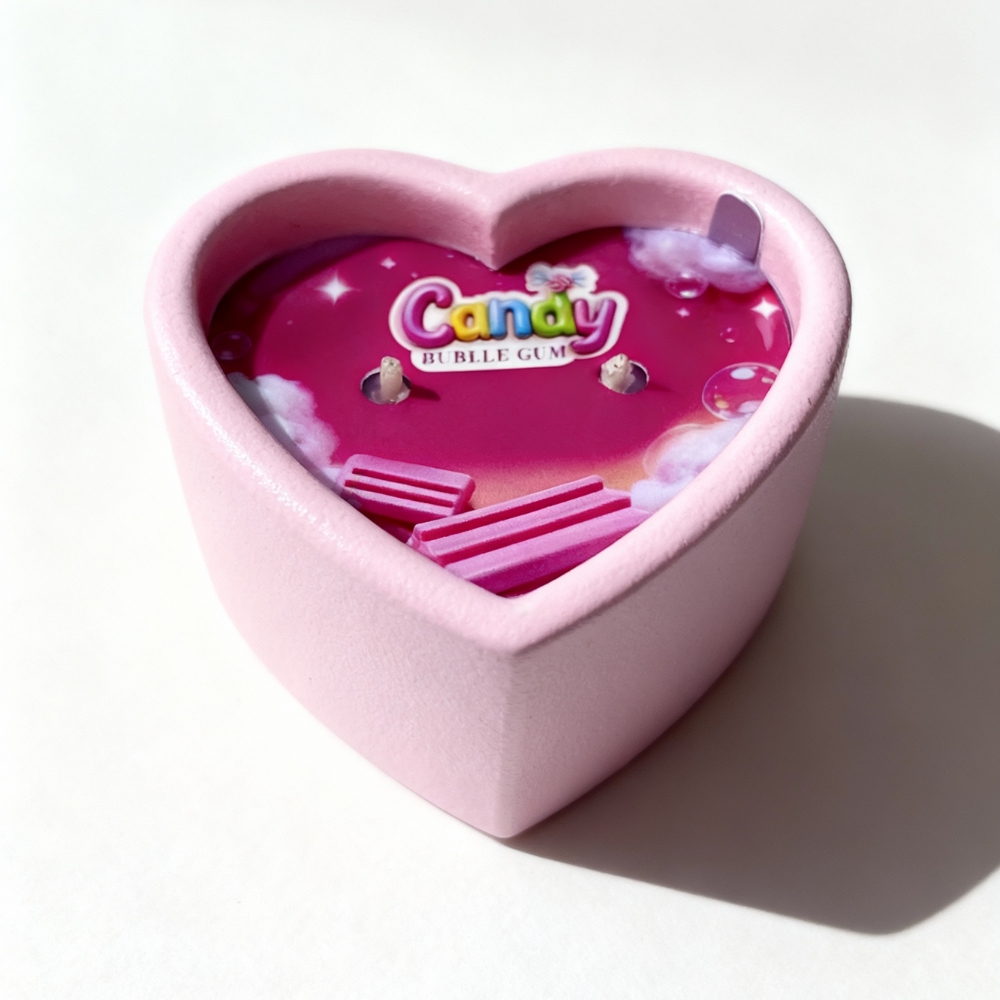 Для масажу - Масажна свічка з ароматом жуйки Candy Bubble Gum у формі серця, 70 мл 18