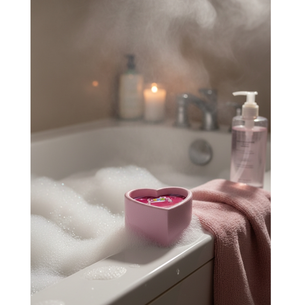 Для масажу - Масажна свічка з ароматом жуйки Candy Bubble Gum у формі серця, 70 мл 12