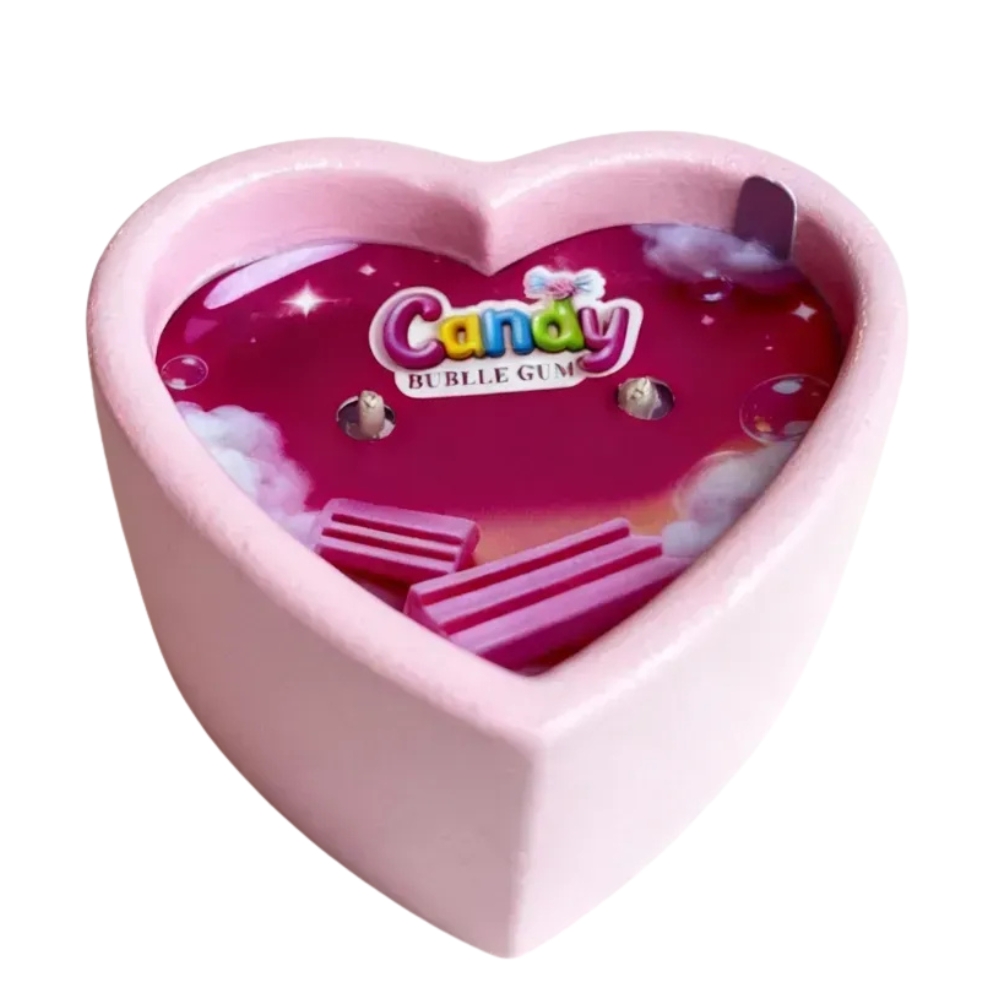 Для масажу - Масажна свічка з ароматом жуйки Candy Bubble Gum у формі серця, 70 мл