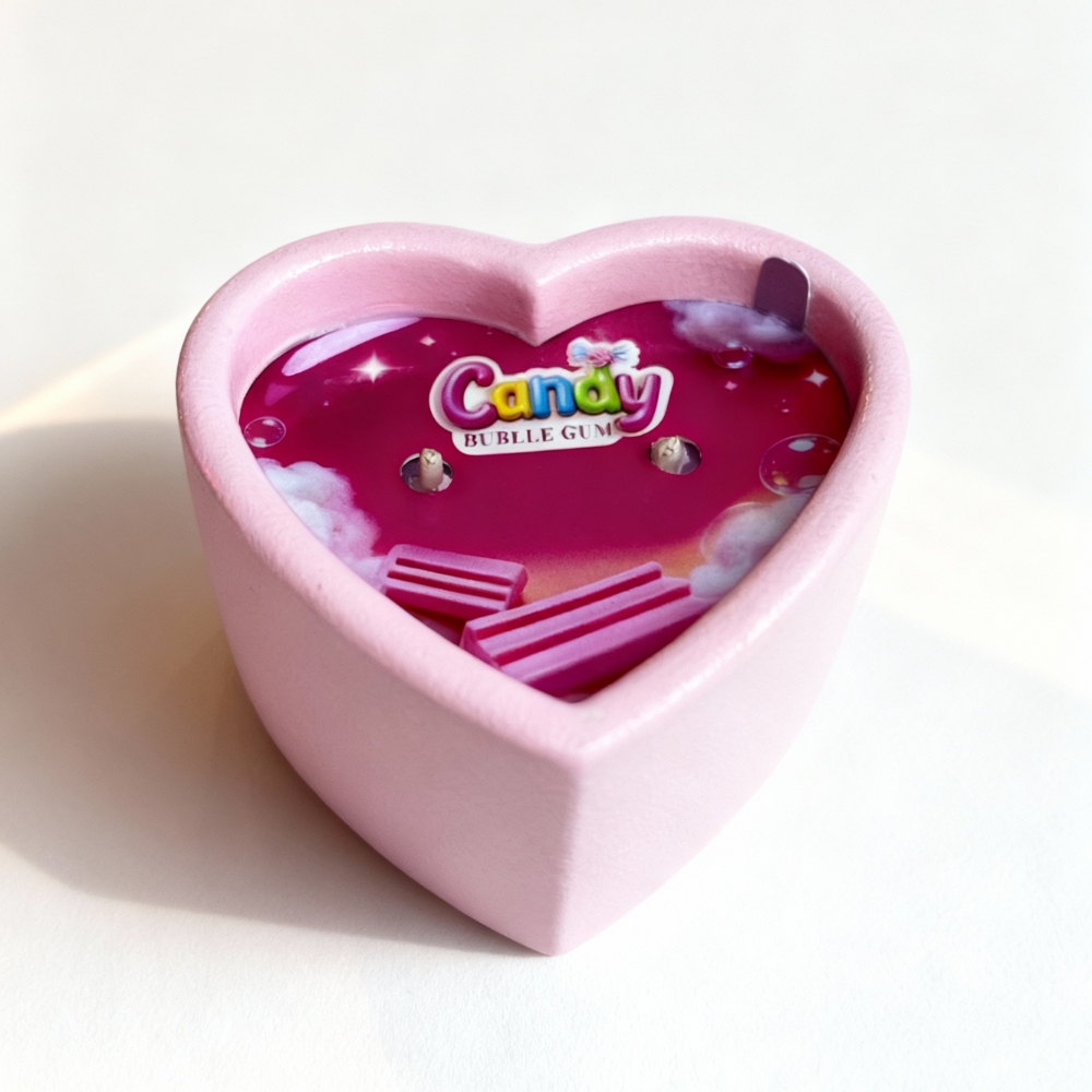 Для масажу - Масажна свічка з ароматом жуйки Candy Bubble Gum у формі серця, 70 мл 17