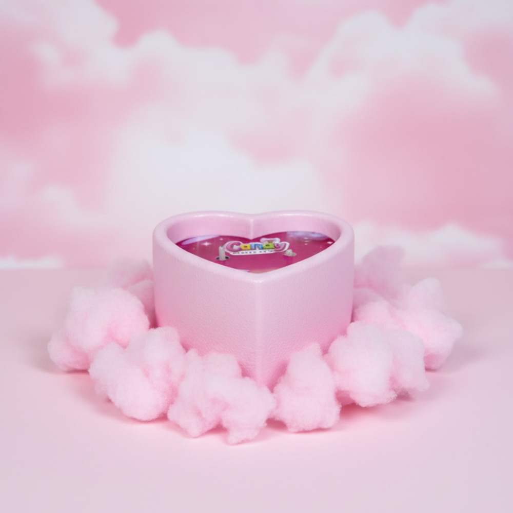 Для масажу - Масажна свічка з ароматом жуйки Candy Bubble Gum у формі серця, 70 мл 25