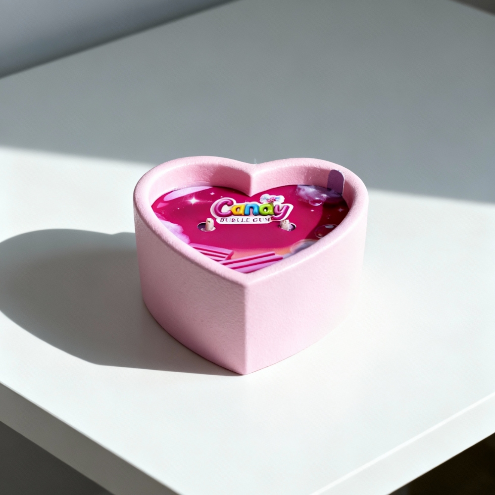 Для масажу - Масажна свічка з ароматом жуйки Candy Bubble Gum у формі серця, 70 мл 5