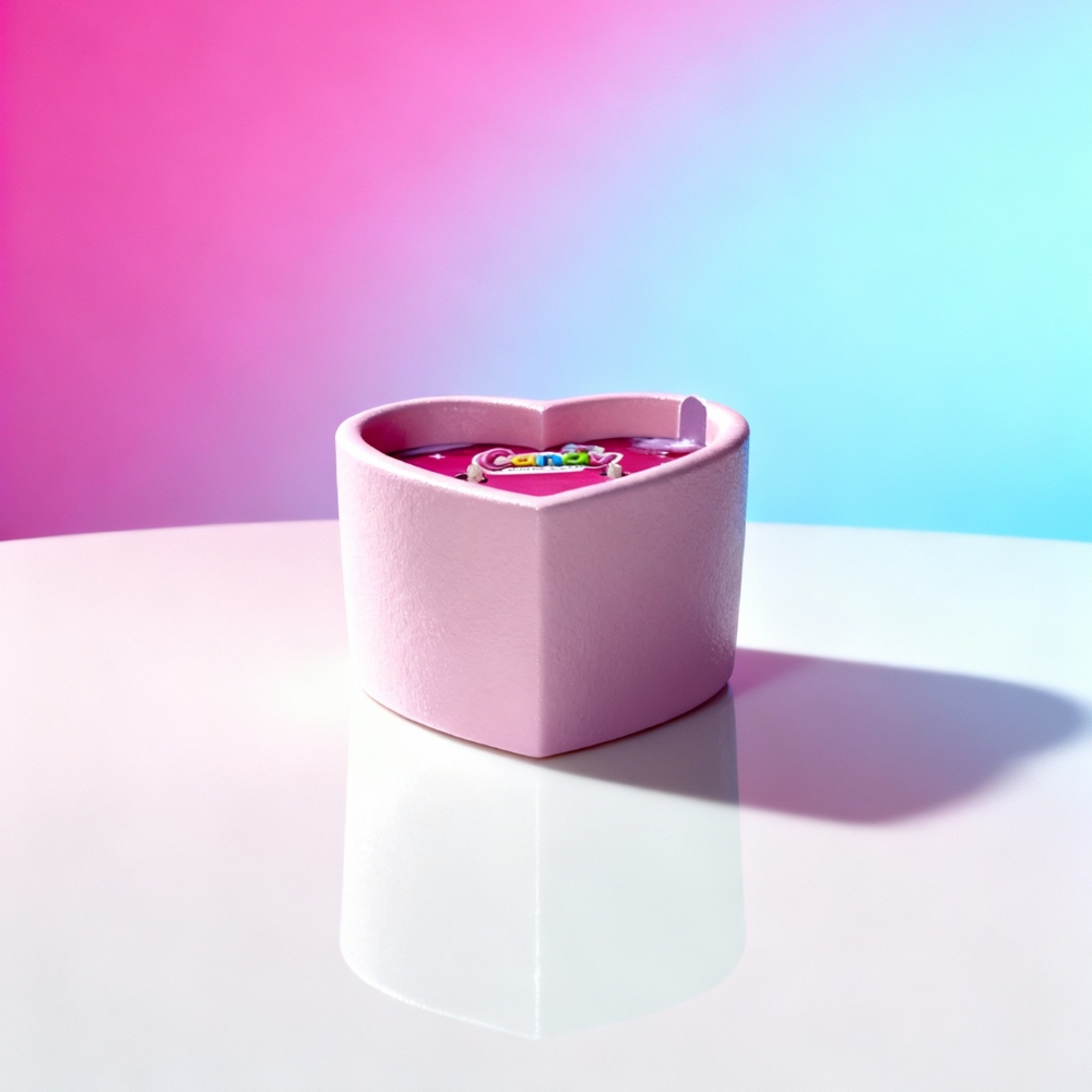 Для масажу - Масажна свічка з ароматом жуйки Candy Bubble Gum у формі серця, 70 мл 24