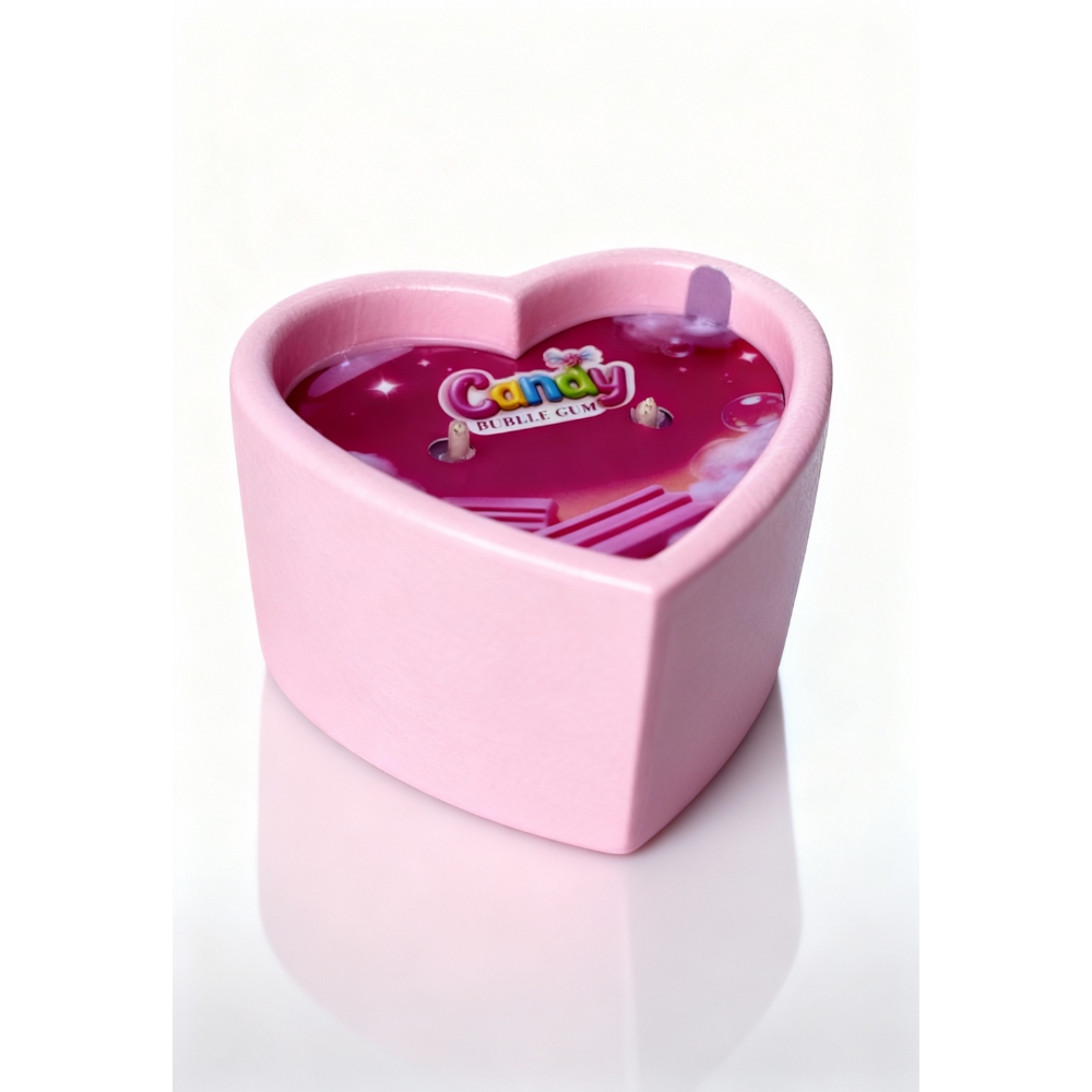 Для масажу - Масажна свічка з ароматом жуйки Candy Bubble Gum у формі серця, 70 мл 3