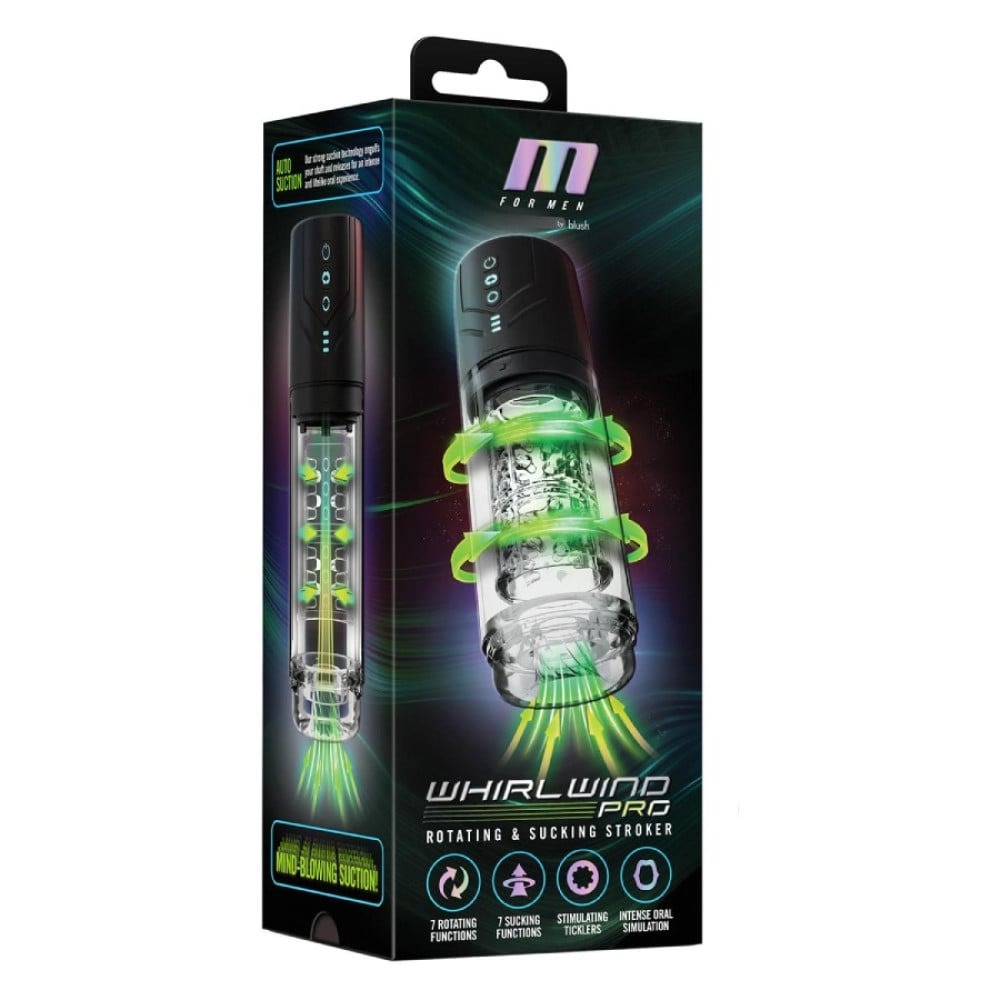 Разное - Мастурбатор Blush M For Men Whirlwind Pro с ротацией и всасыванием, прозрачный 5