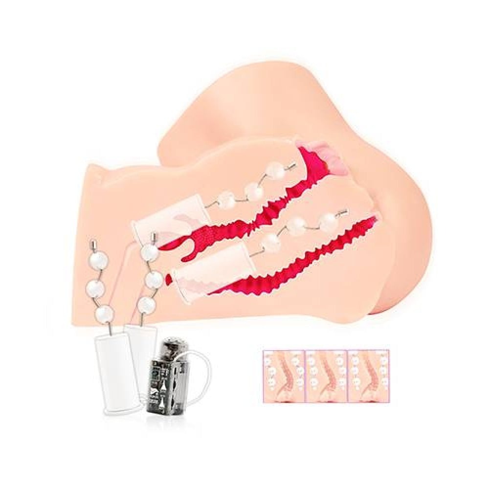 Секс игрушки - Мастурбатор полуторс анус+вагина с вибрацией двухслойный Kokos ADEL ONAHOLE 01 3