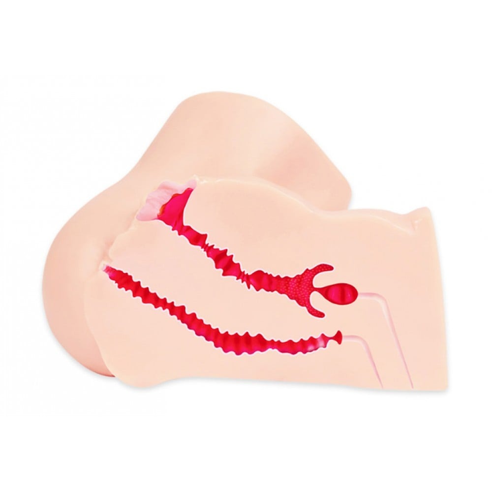 Секс игрушки - Мастурбатор полуторс анус+вагина с вибрацией двухслойный Kokos ADEL ONAHOLE 01 4