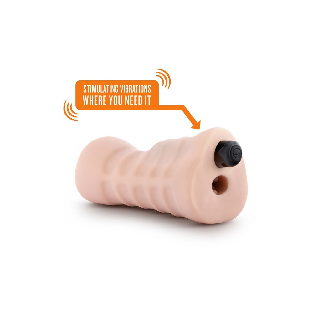 Мастурбаторы с вибрацией - Мастурбатор-вагина Blush Enlust Destini с вибропулей, бежевый, 11.5 см 4