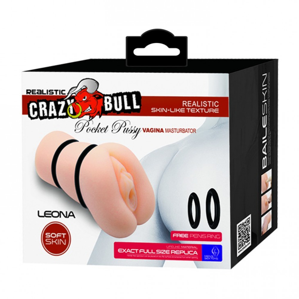  - Мастурбатор із кібершкіри Crazy Bull Leona реалістичний, 15.4 см х 7.1 см 6