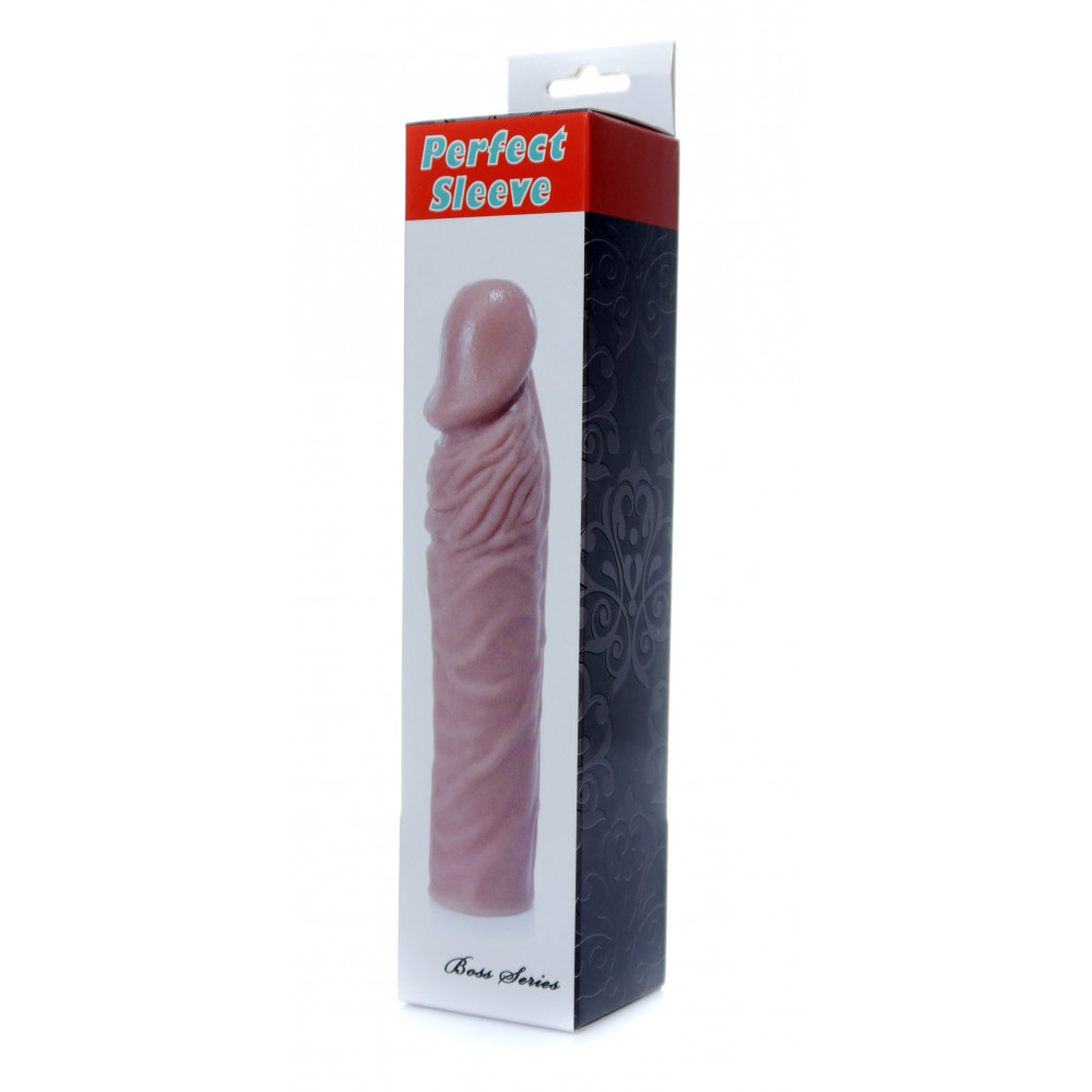 Эрекционные кольца и насадки на член - Насадка презерватив удлиняющая Boss Series - Perfect Sleeve Mulatto ( extends 4 cm ), BS6700097 2