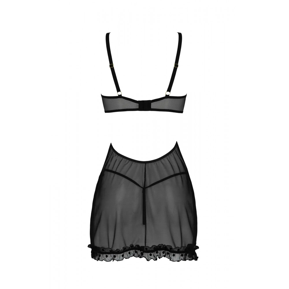 Эротическое белье - Пеньюар и тусики стринги MARINA CHEMISE black S/M - Passion 3