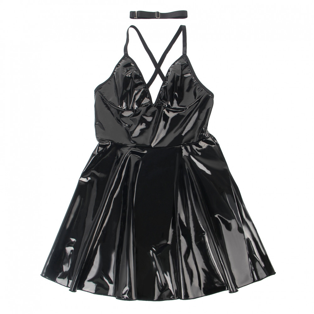 Різне - Сукня з чокером, глянсова Star Night Wet Look з імітацією вінілу, чорна, L 3