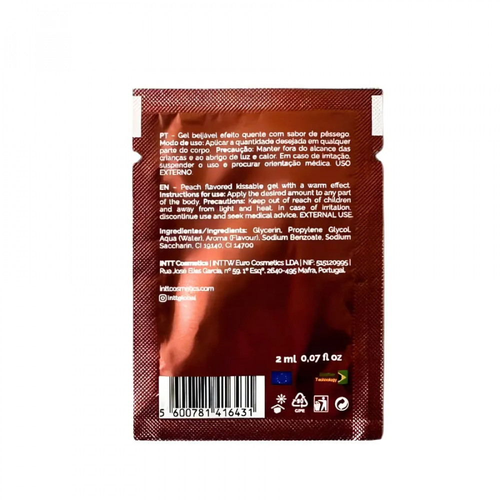  - Саше Їстівний лубрикант INTT Lick Me Peach зі смаком персика та ефектом тепла, 2 мл 1