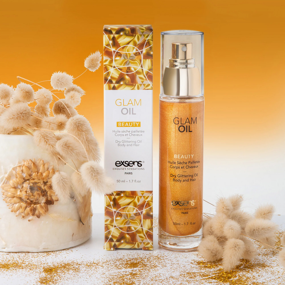  - Олія для тіла з блиском EXSENS Glam Oil 50мл, з мигдальною олією, без парабенів і феноксіетанолу 3