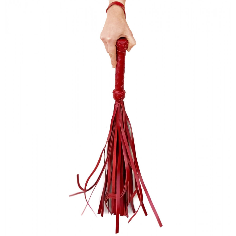 БДСМ плети, шлепалки, метелочки - Флоггер маленький / мартинет, 30 хвостов по 35 см, цвет красный