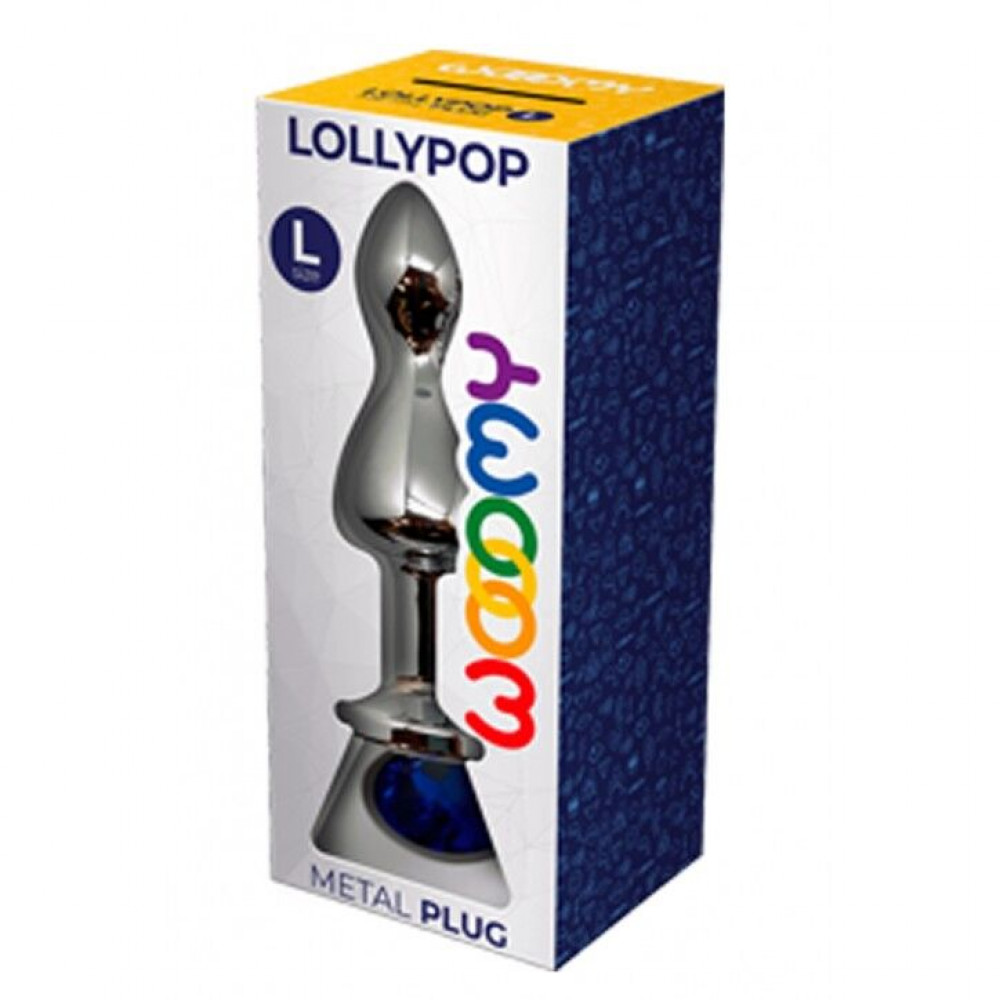 Анальная пробка - Металлическая анальна пробка Wooomy Lollypop Double Ball Metal Plug Blue L диаметр 3,5, длина 10,5см 2