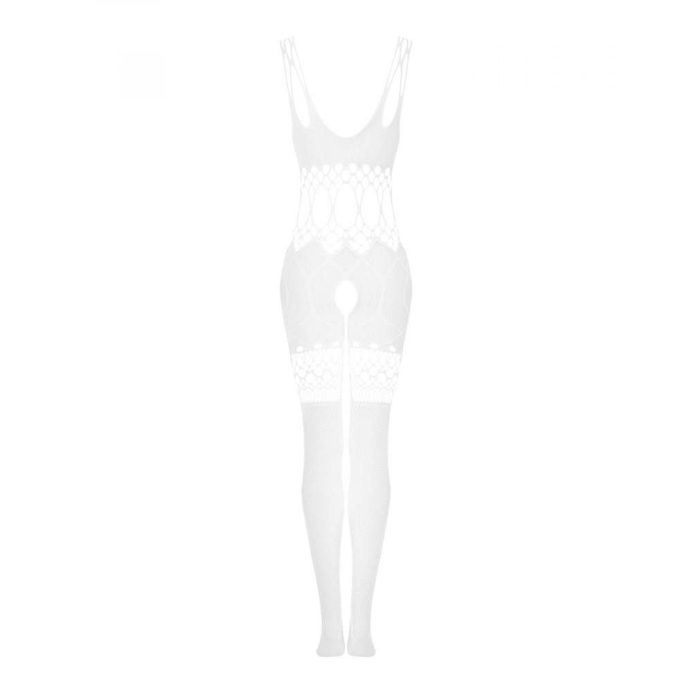 Бодистокинг - Сетчатый бодистокинг с имитацией топа и шорт Obsessive Bodystocking G330 S/M/L, white, с доступом 3