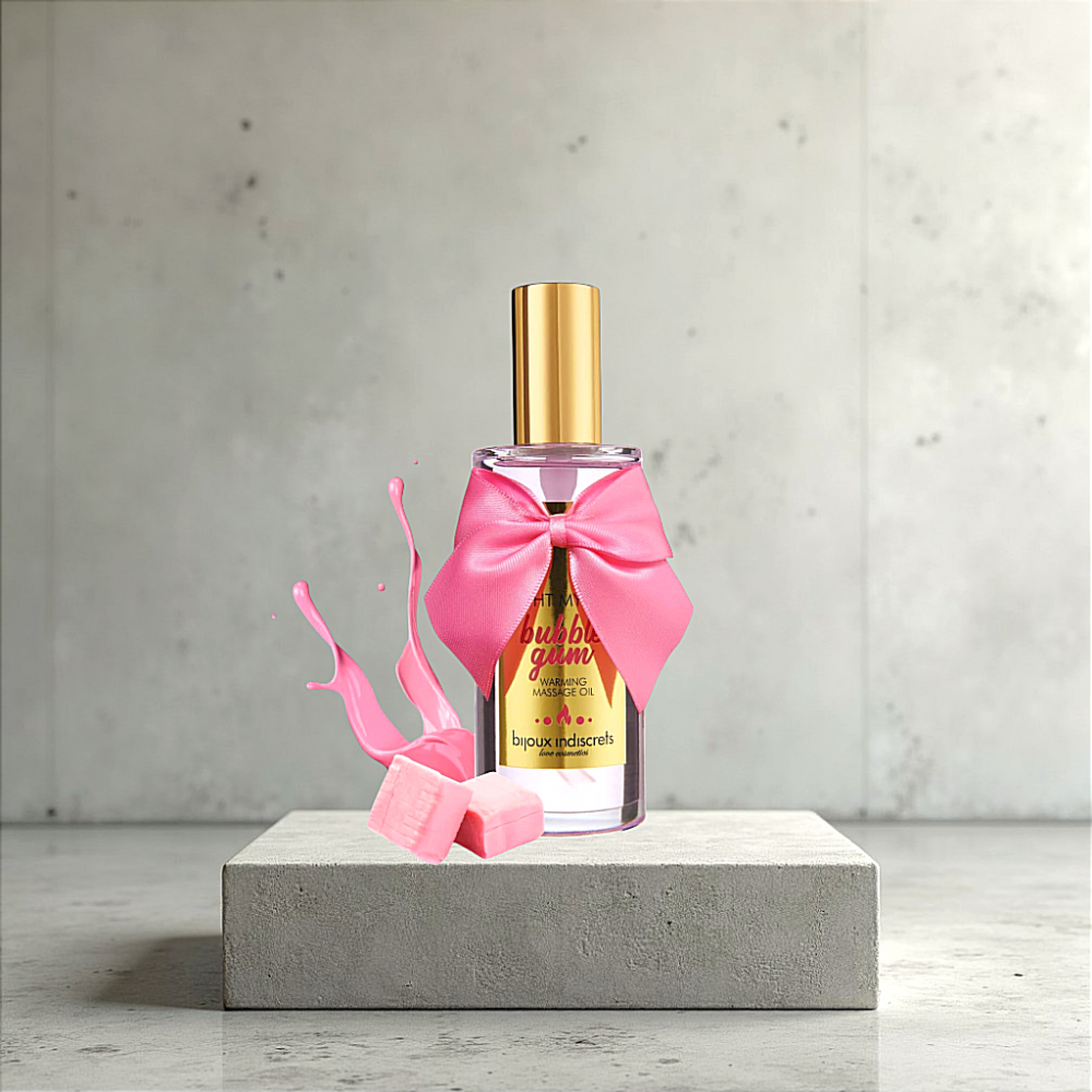 Різне - Зігріваюча масажна олія для поцілунків Bijoux Light My Fire з ароматом і смаком полуничної жуйки