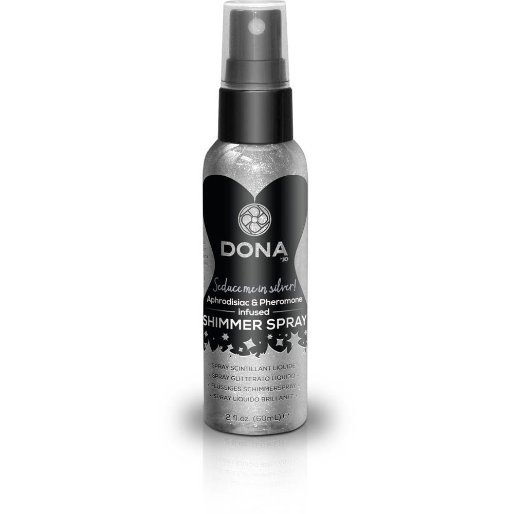 Интимная косметика - Спрей для тела с блестками DONA Shimmer Spray Silver (60 мл)