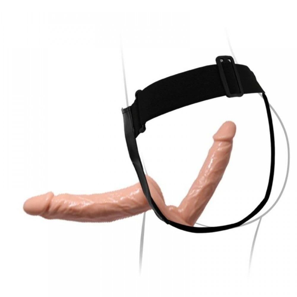  - Страпон із двома фалоімітаторами реалістичний на трусиках Baile Ultra Passionate Harness бежевий, 18 х 3.6 см 1