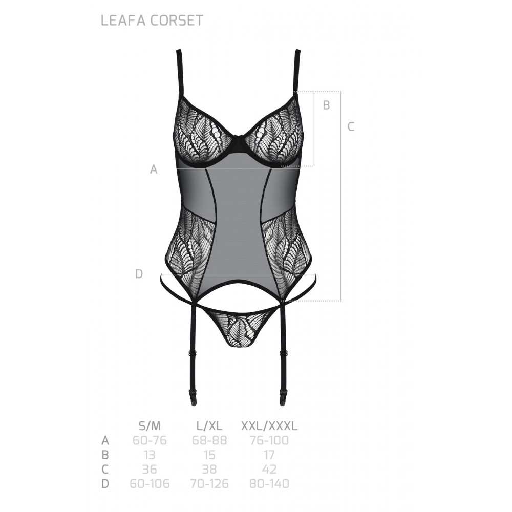 Эротические корсеты - Корсет Passion LEAFA CORSET black L/XL - ECO Passion 4