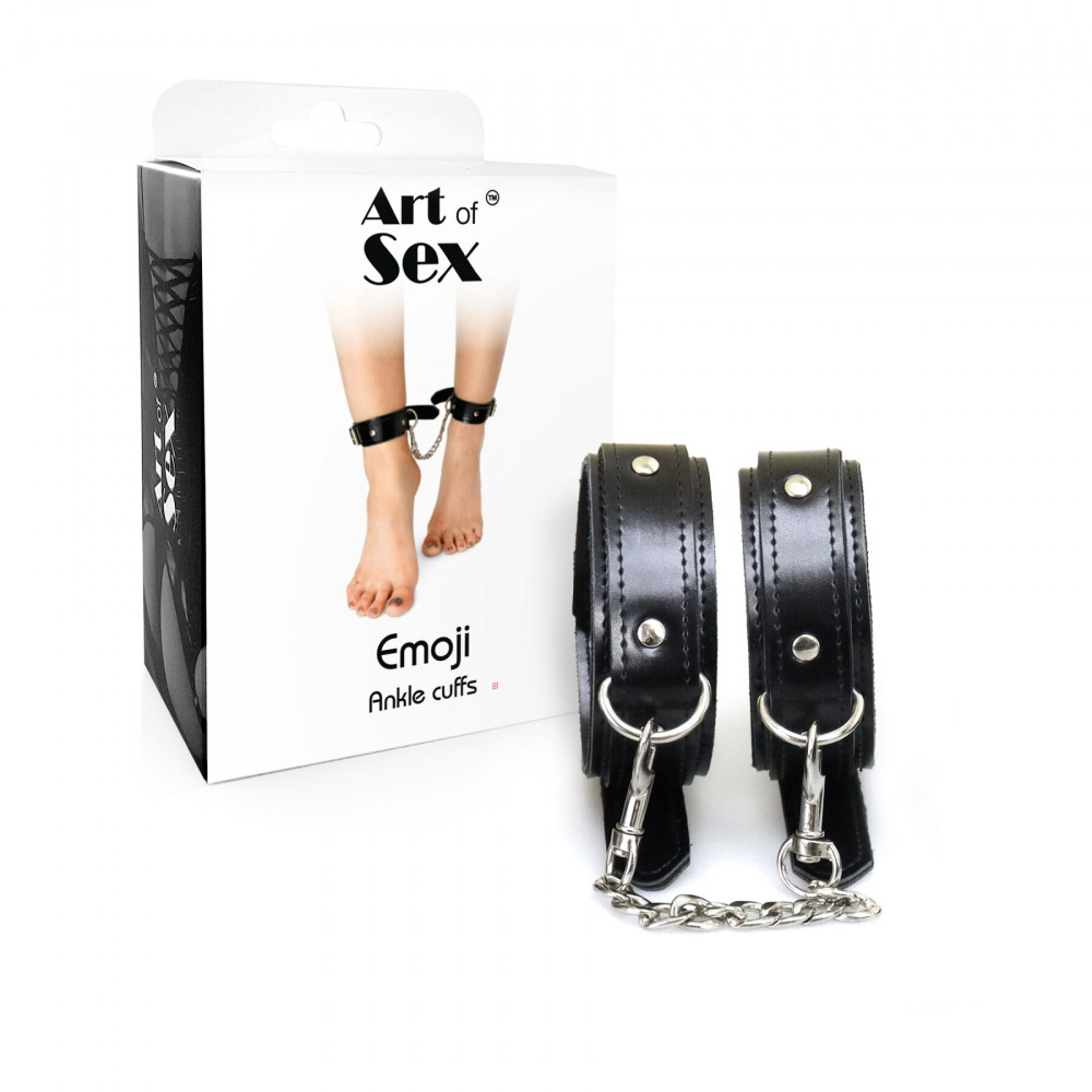 Наручники, веревки, бондажы, поножи - Поножи из экокожи Art of Sex - Emoji Ankle cuffs 2