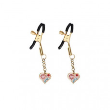 Затискачі для сосків Liebe Seele Nipple Clamps Gold Heart-shaped Flowers on White
