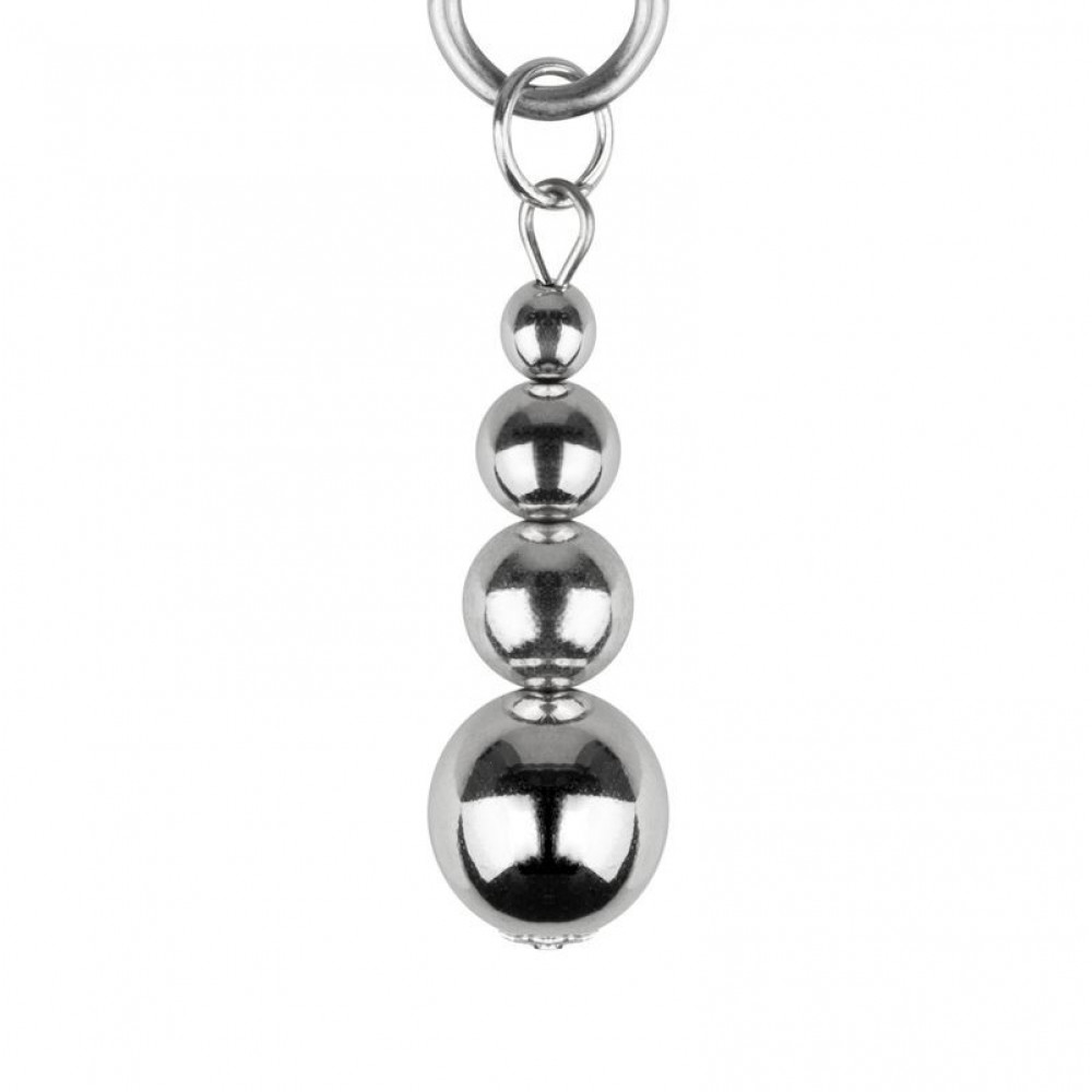 Різне - Затискачі для сосків Bedroom Fantasies: Nipple Clamps with Beaded Chain - Silver 5