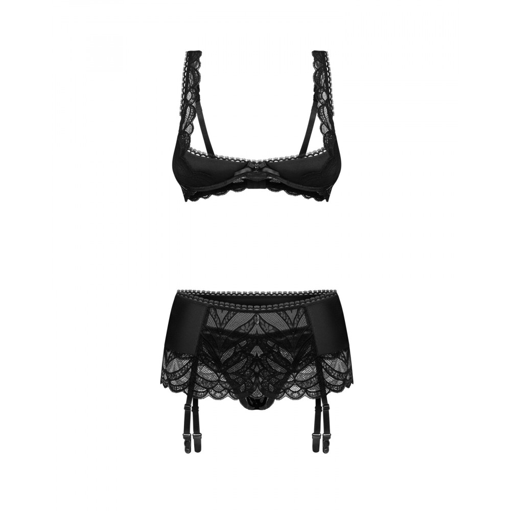 Комплекты - Комплект Obsessive Lecille 3-pcs crotchless set S/M 4
