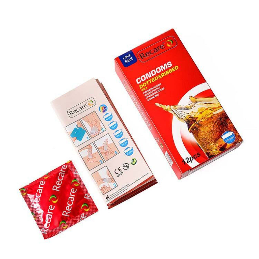 Презервативы - Презервативы Recare Cola Dotted&Ribbed Condoms 12 шт, с пупырышками и ребрами, аромат: Кола 2