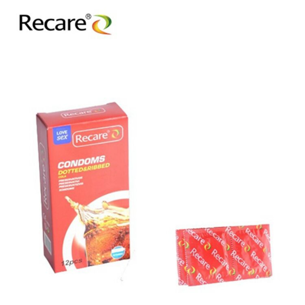 Презервативы - Презервативы Recare Cola Dotted&Ribbed Condoms 12 шт, с пупырышками и ребрами, аромат: Кола 3