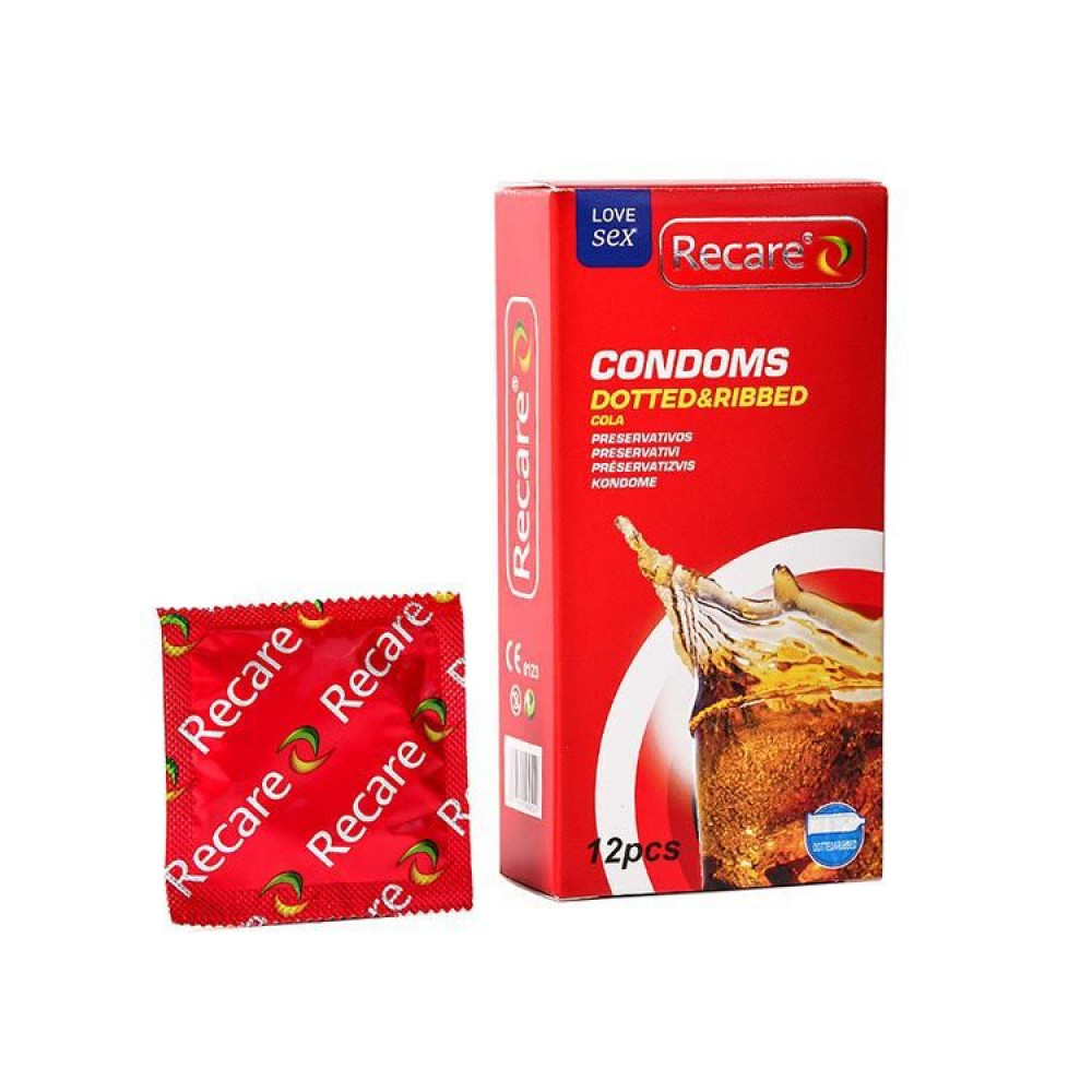 Презервативы - Презервативы Recare Cola Dotted&Ribbed Condoms 12 шт, с пупырышками и ребрами, аромат: Кола