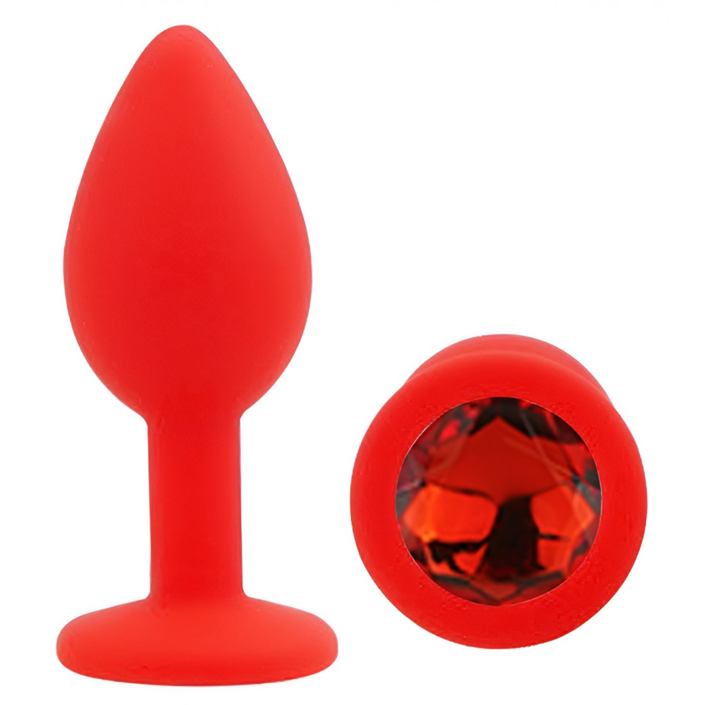 Анальные игрушки без вибрации - Силиконовая анальная пробка EGZO - Silicone Red Round Plug Red, size S 3