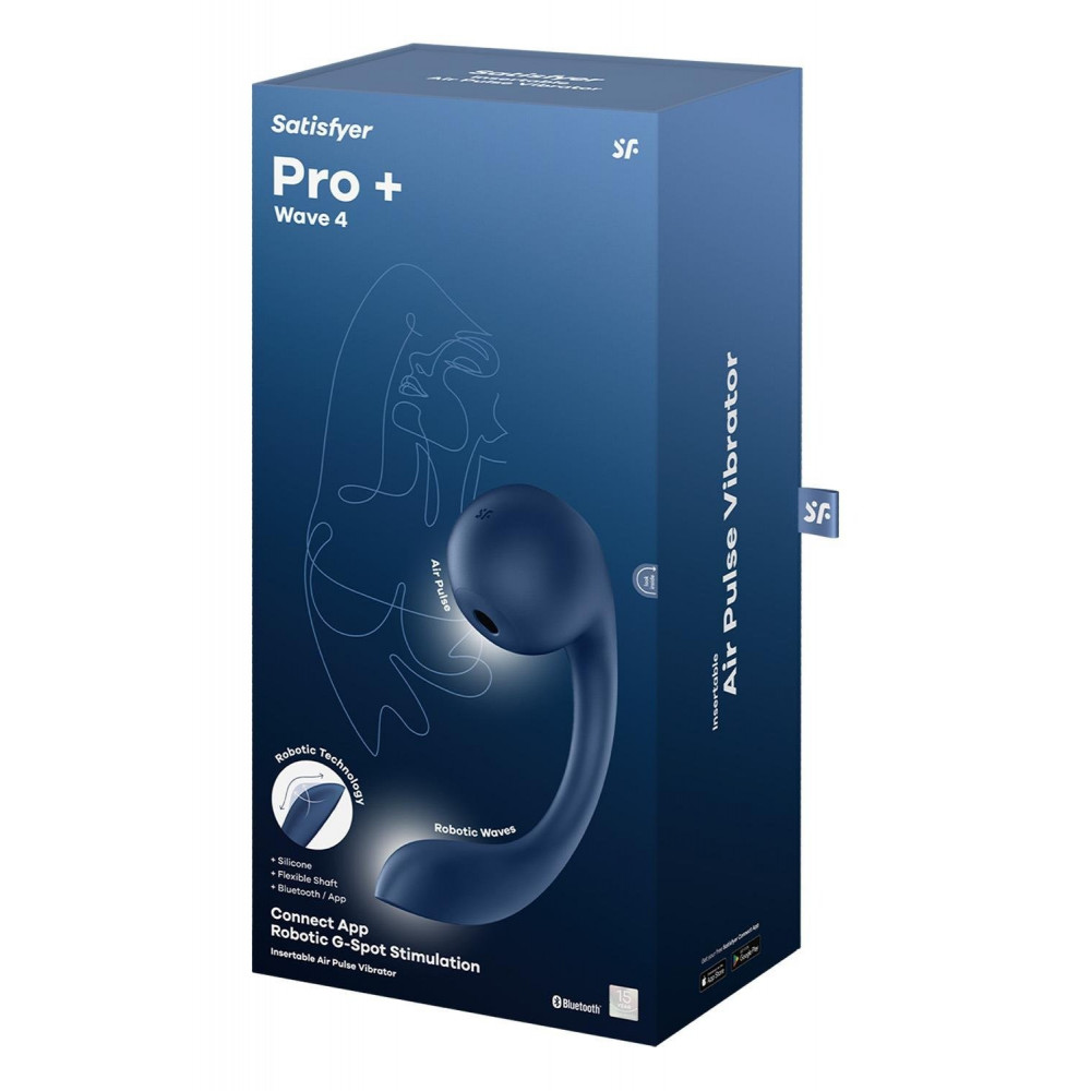 Разное - Вибратор для точки G и клитора Satisfyer Pro+ Wave 4 Connect App с приложением, синий 4