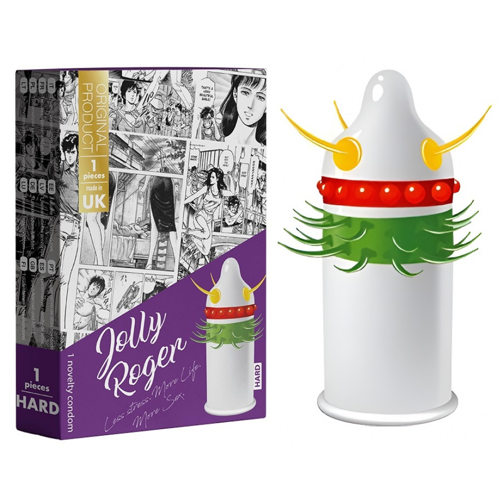 Разное - Насадка-презерватив одноразовая с эластичными усиками и шариками EGZO Jolly Roger