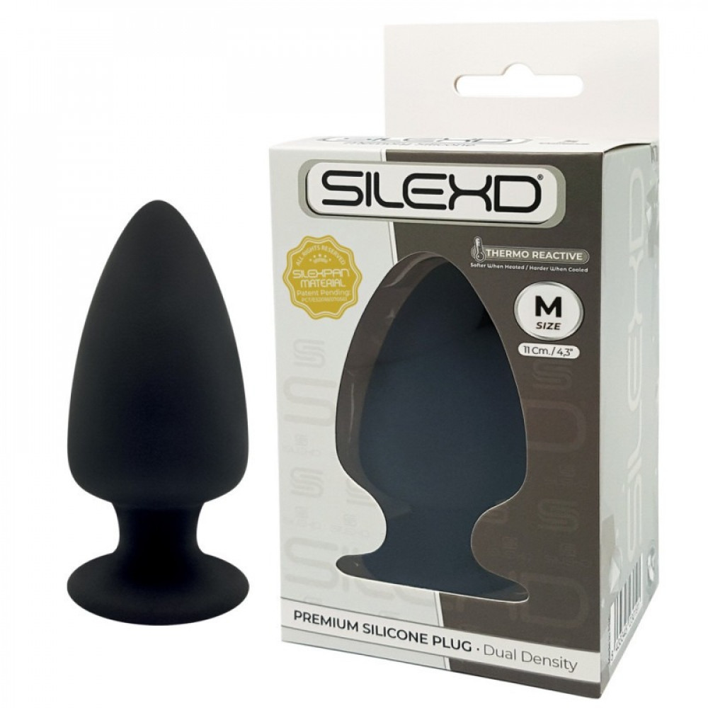 Анальные игрушки без вибрации - Анальная пробка конической формы SILEXD Thermo Reactive черная, Medium 2