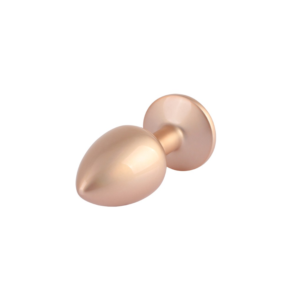 Анальные игрушки без вибрации - Анальная пробка розовое золото CHISA MATRIX MONT с перламутром и белым камнем, размер S 3