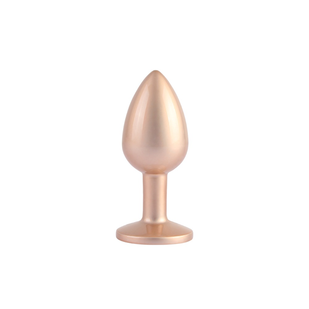 Анальные игрушки без вибрации - Анальная пробка розовое золото CHISA MATRIX MONT с перламутром и белым камнем, размер S 2