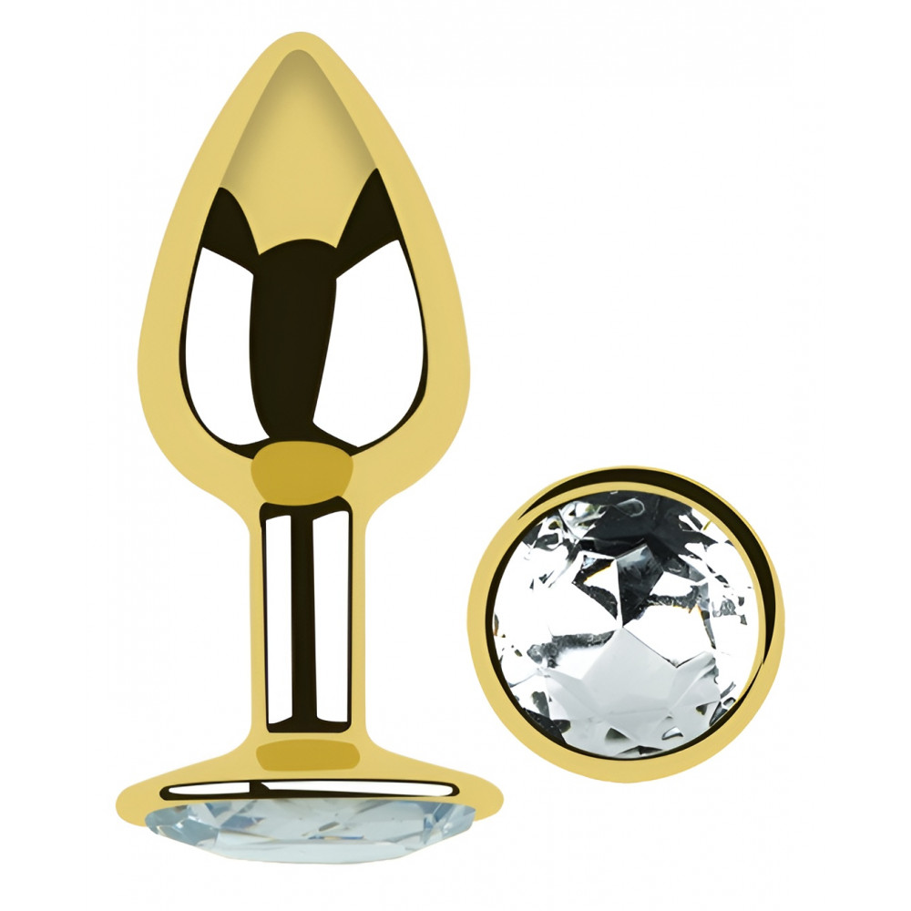 Разное - Анальная пробка с кристаллом EGZO - Gold Round Plug Clear size S 1