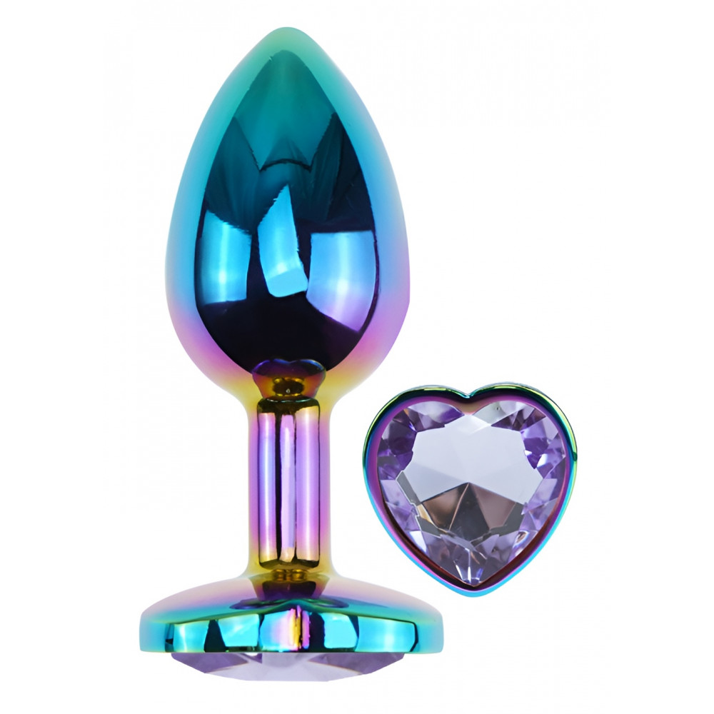  - Анальная пробка с кристаллом EGZO - Multicolor Heart Plug Amethyst size M 1