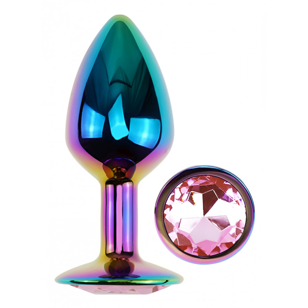 Анальные игрушки без вибрации - Анальная пробка с кристаллом EGZO - Multicolor Round Plug Pink size S 4