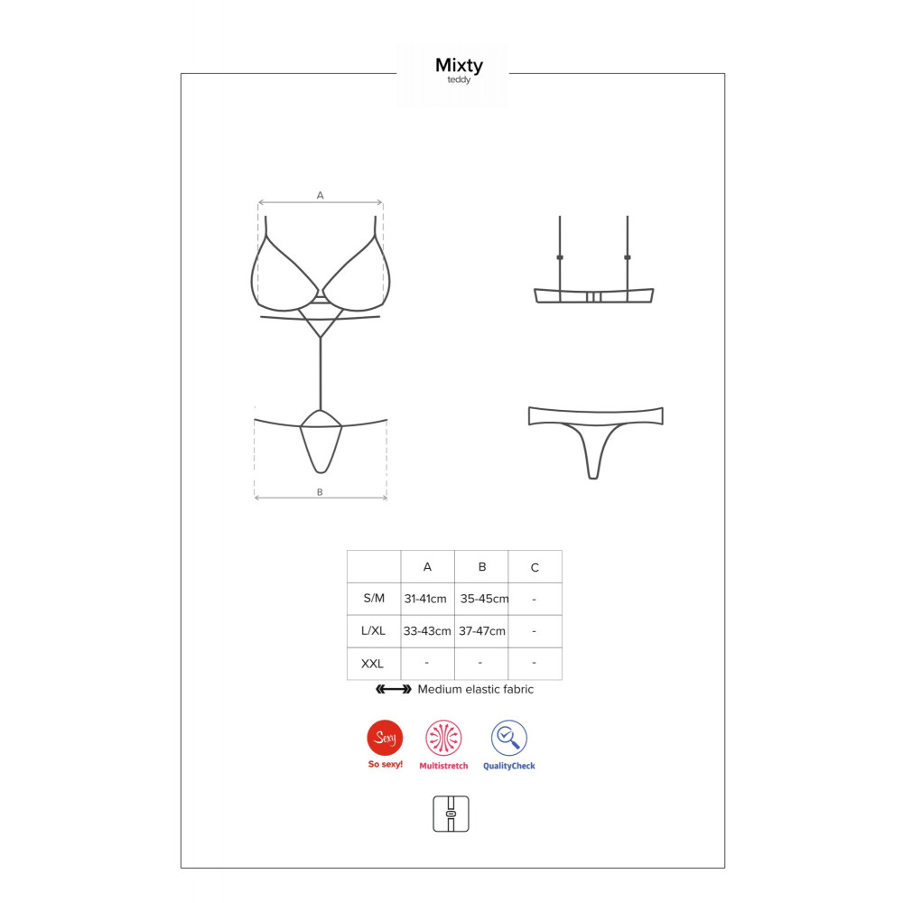 Разное - Боди ажурный полупрозрачный Obsessive Mixty teddy чёрный, L/XL 6