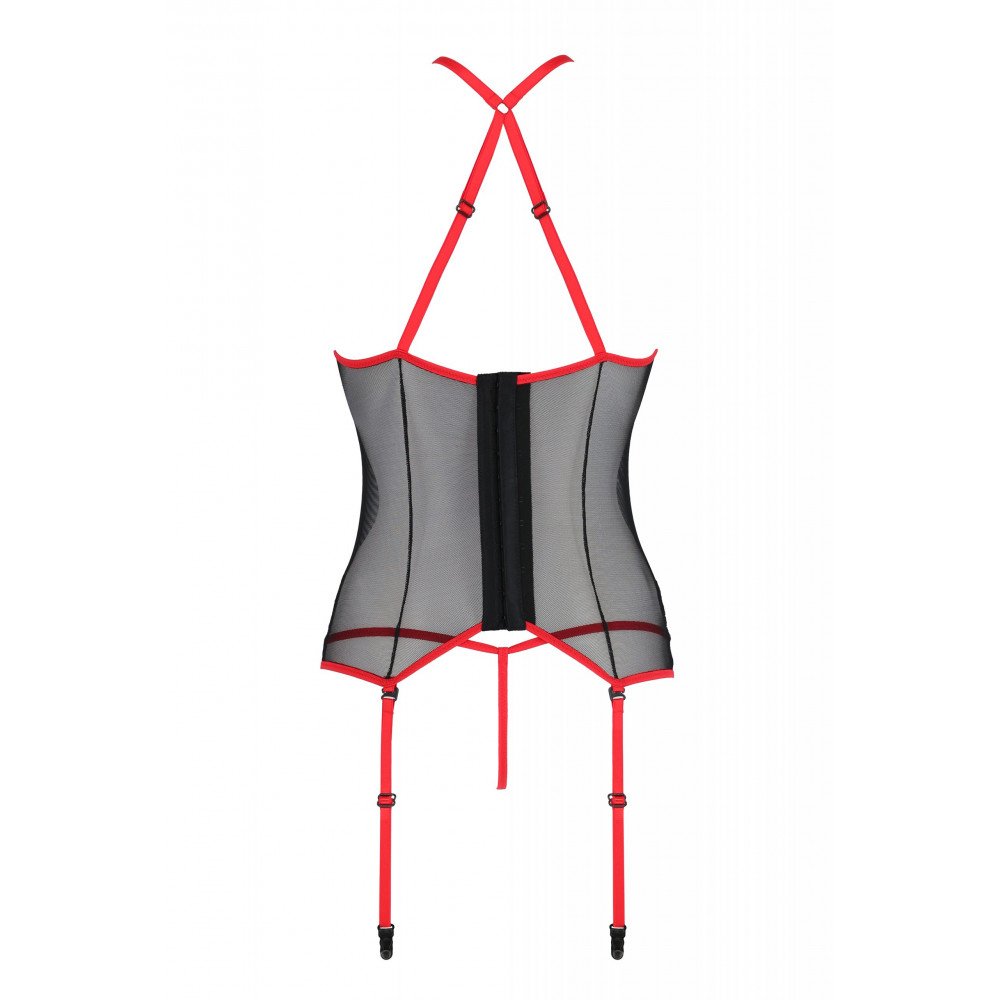 Разное - Боди сетка с кружевными вставками SATARA BODY red S/M - Passion 3