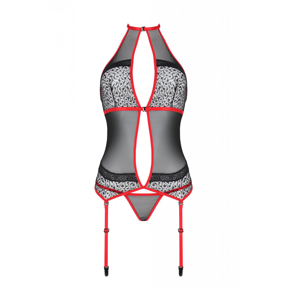 Разное - Боди сетка с кружевными вставками SATARA BODY red S/M - Passion 2
