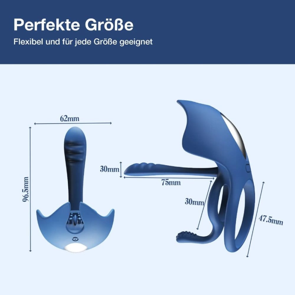  - Ерекційне кільце BeYourLover Barzillai з вібрацією та стимуляцією клітора, синє 3