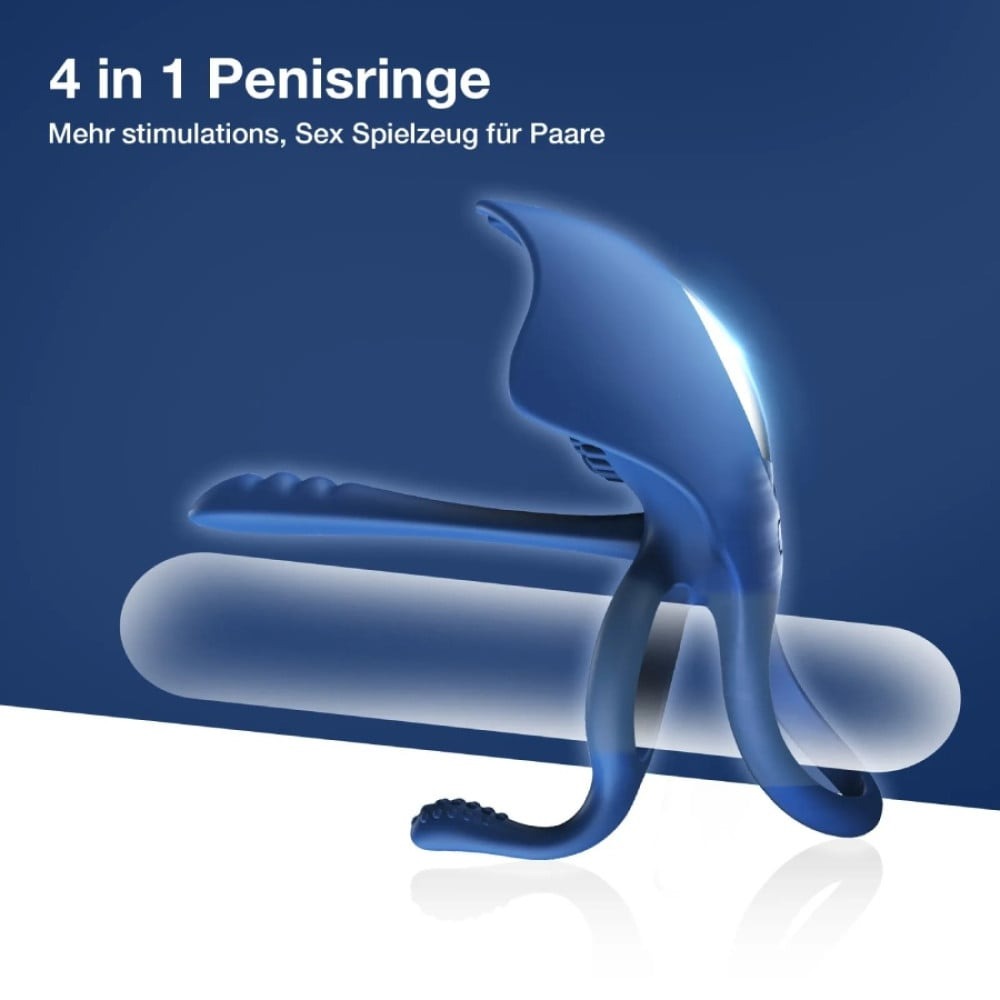  - Ерекційне кільце BeYourLover Barzillai з вібрацією та стимуляцією клітора, синє 6