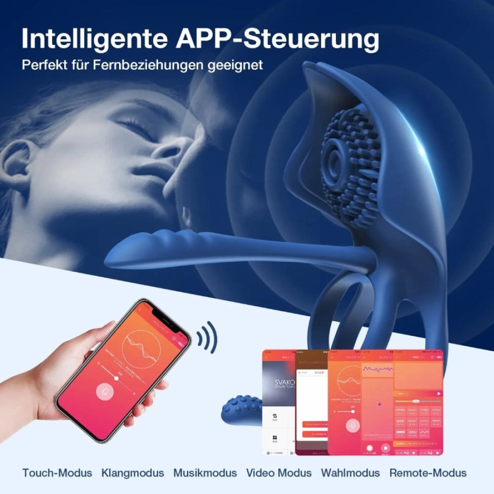  - Ерекційне кільце BeYourLover Barzillai з вібрацією та стимуляцією клітора, синє 5