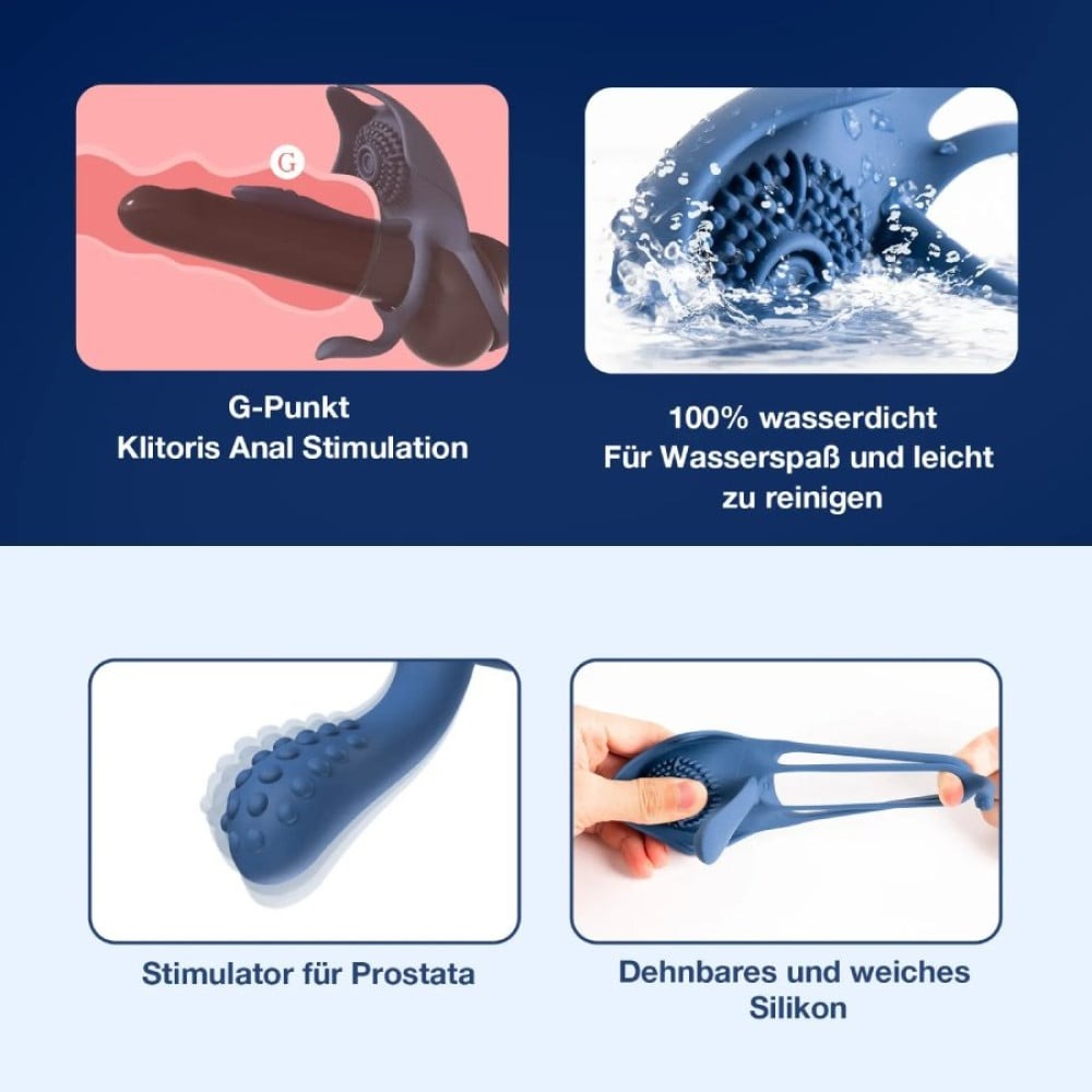  - Ерекційне кільце BeYourLover Barzillai з вібрацією та стимуляцією клітора, синє 1