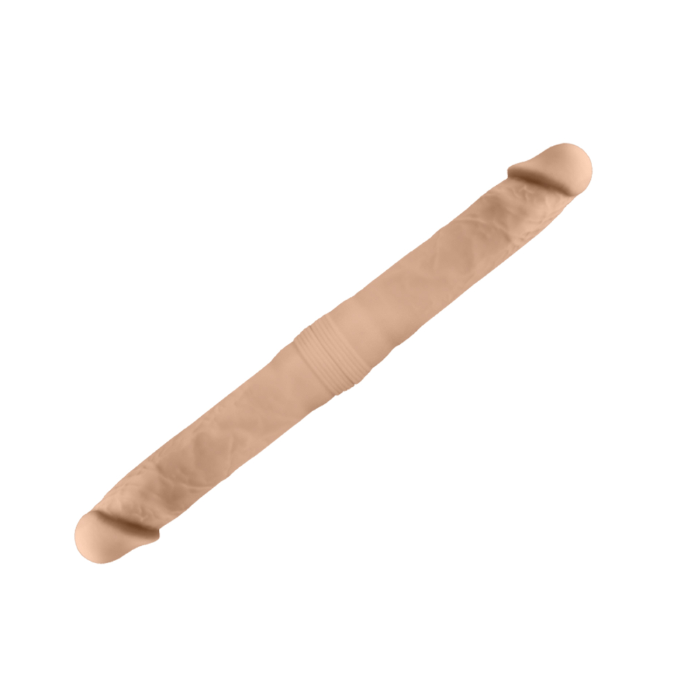 Двусторонние дилдо и фаллоимитаторы - Фалоимитатор двусторонний SilexD двойной плотности, бежевый, 38,5 х 3,9 см 2